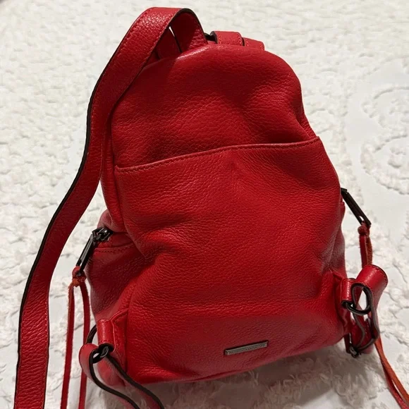 $60 🛍️ Rebecca Minkoff Vibrant Red Leather 🎒 Backpack Regular price $198 - Picture 1 of 3
